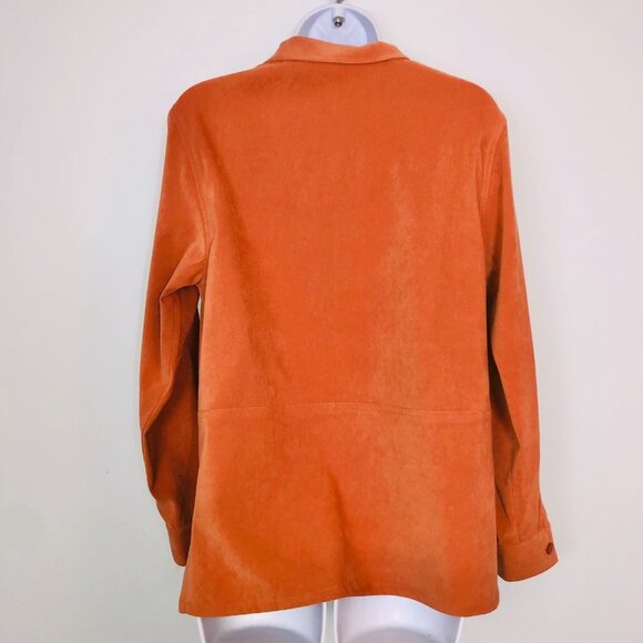 Appleseeds Shacket Barn Jacket Womens 8 Orange Faux Suede Stretch Long Sleeve - Picture 5 of 7